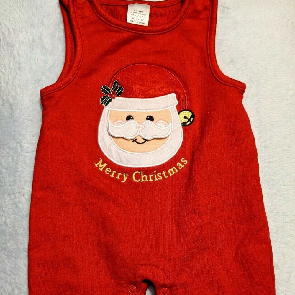Red Appliqued Santa Romper 0-3m